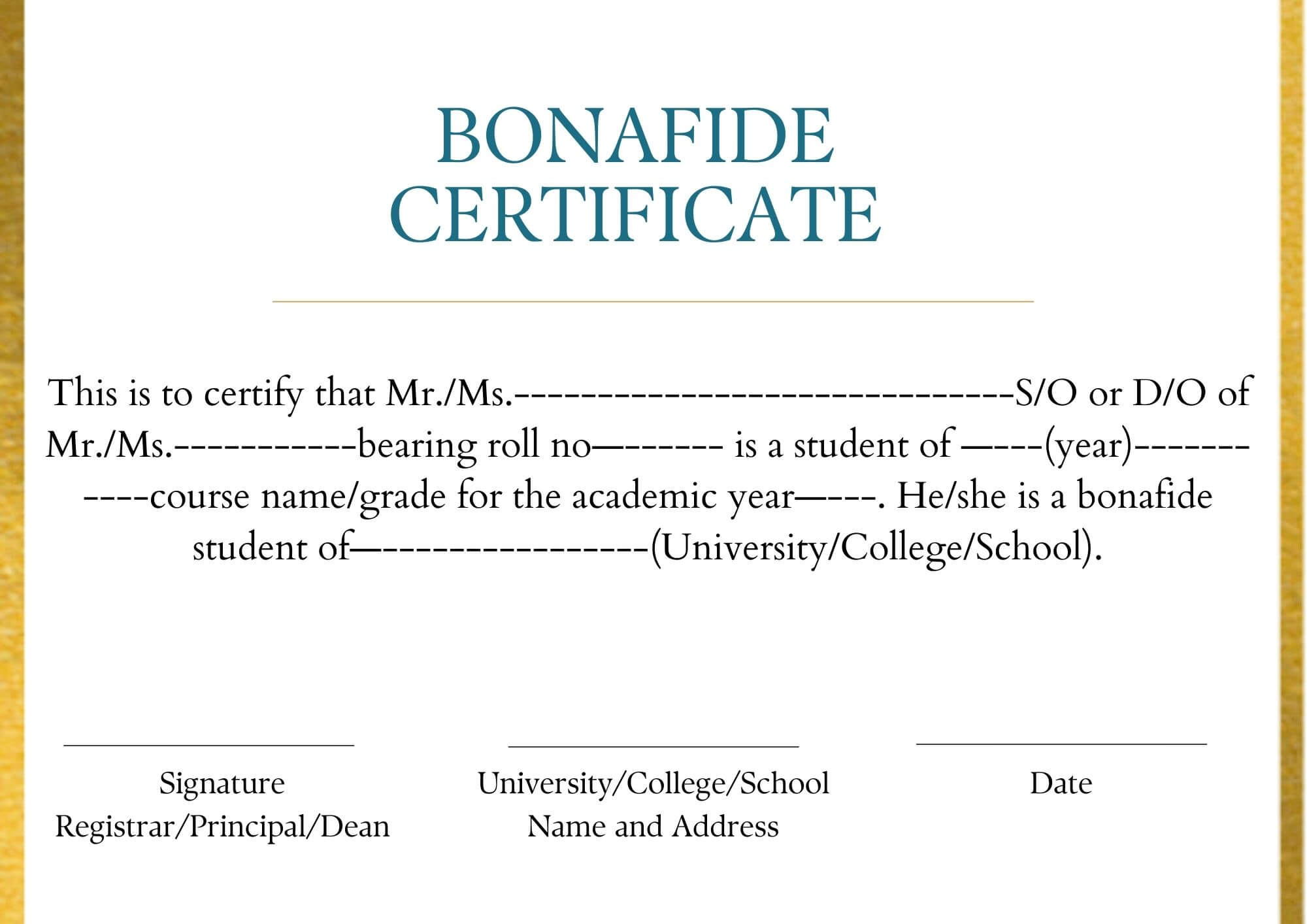 application letter for bonafide certificate for scholarship